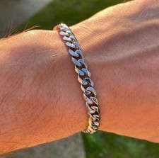 Stainless Steel Cuban Link Bracelet Solid Jewellery Adjustable Sizing