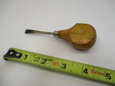 MILLERS FALLS # B Gouge Chisel Wood Woodworking Lathe Scoop Spoon Wood Handle VG