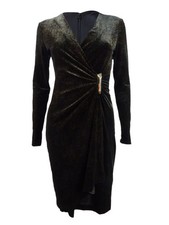 Calvin Klein Women's Velvet Draped Wrap Dress (2, Black/Gold) 193623484415