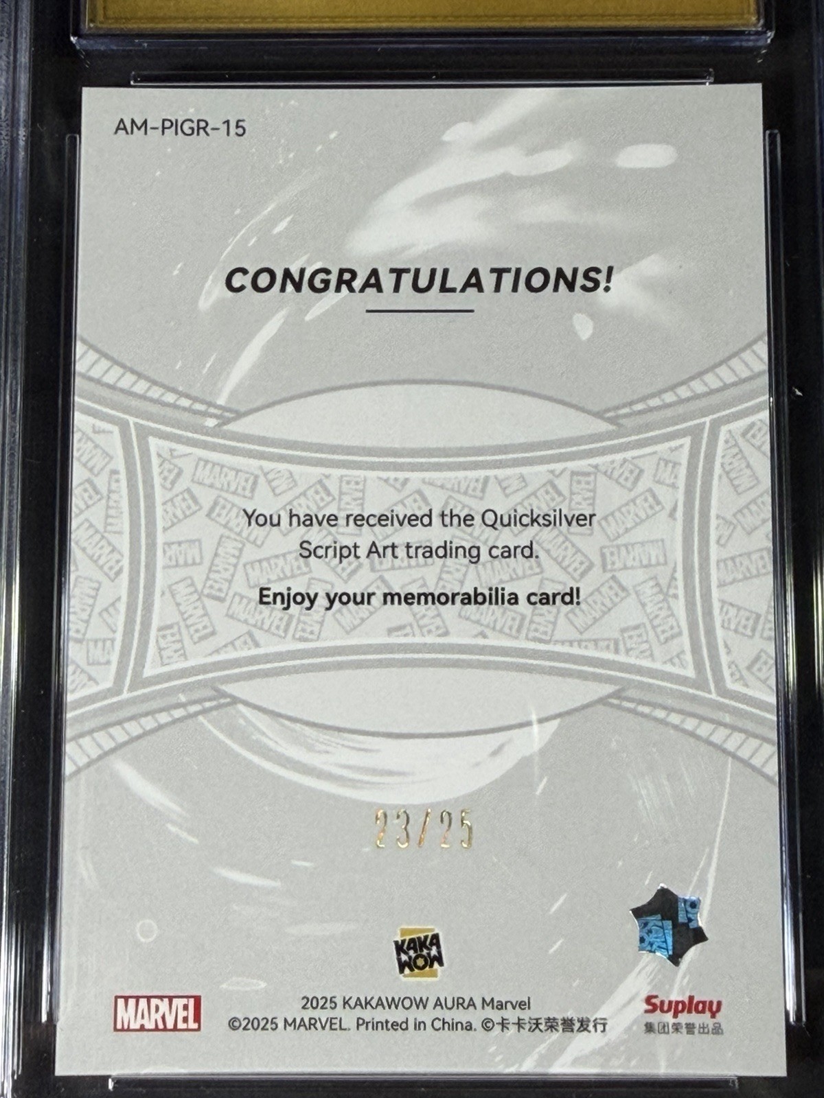 2025 Kakawow Aura Marvel Green AM-PIGR-15 Quicksilver Auto 23/25 CGC Pristine 10 view 3