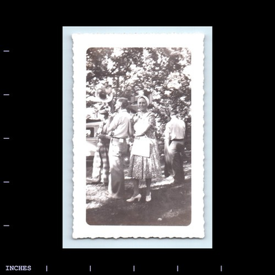 #ad Old Vintage Photo MEN WOMEN STANDING AROUND $2.00