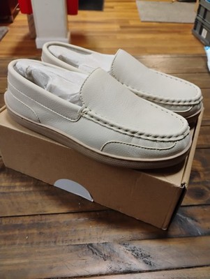 My Slippers Womens Size 9 Leather Moccasins Beach Beige Slip On Shoes 74468-05