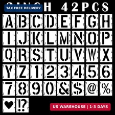 42Pcs Letter Stencils 3 inch, Symbol Numbers Craft Stencils, Reusable Alphabet T