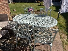 Cast Aluminium Garden Patio Set – Table & 4 Chairs – Vintage Ornate Style