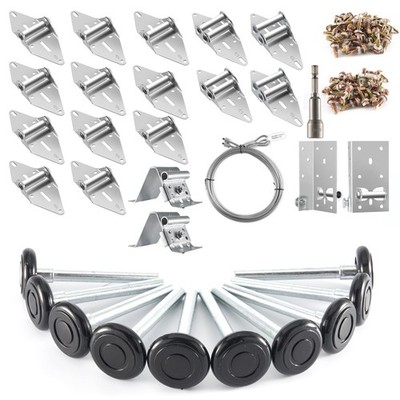 XiKe 2'' Max Nylon Garage Door Roller Hardware Kit for 16x7 or 18x7 FT Door