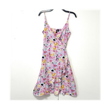 VERO MODA Pink Floral Wrap Sundress Size S Ruffle Chiffon Adjustable Straps Mini