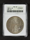 1881-S Morgan Silver Dollar ANACS MS63 VAM-1A Old Soap Box Holder Toning