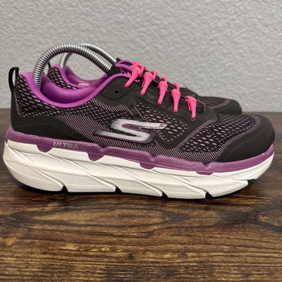Skechers Go Run Ultra Go Running Black Purple  Women's Size 8.5 Elastic 17690