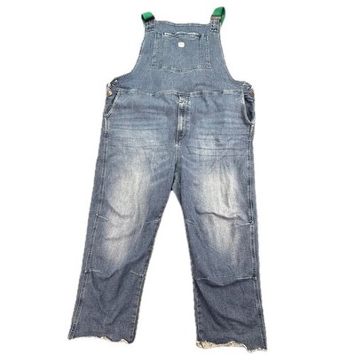 Ripton & Co Denim Overalls Unisex XXL Blue Green Straps Raw Hem Stretch 1317