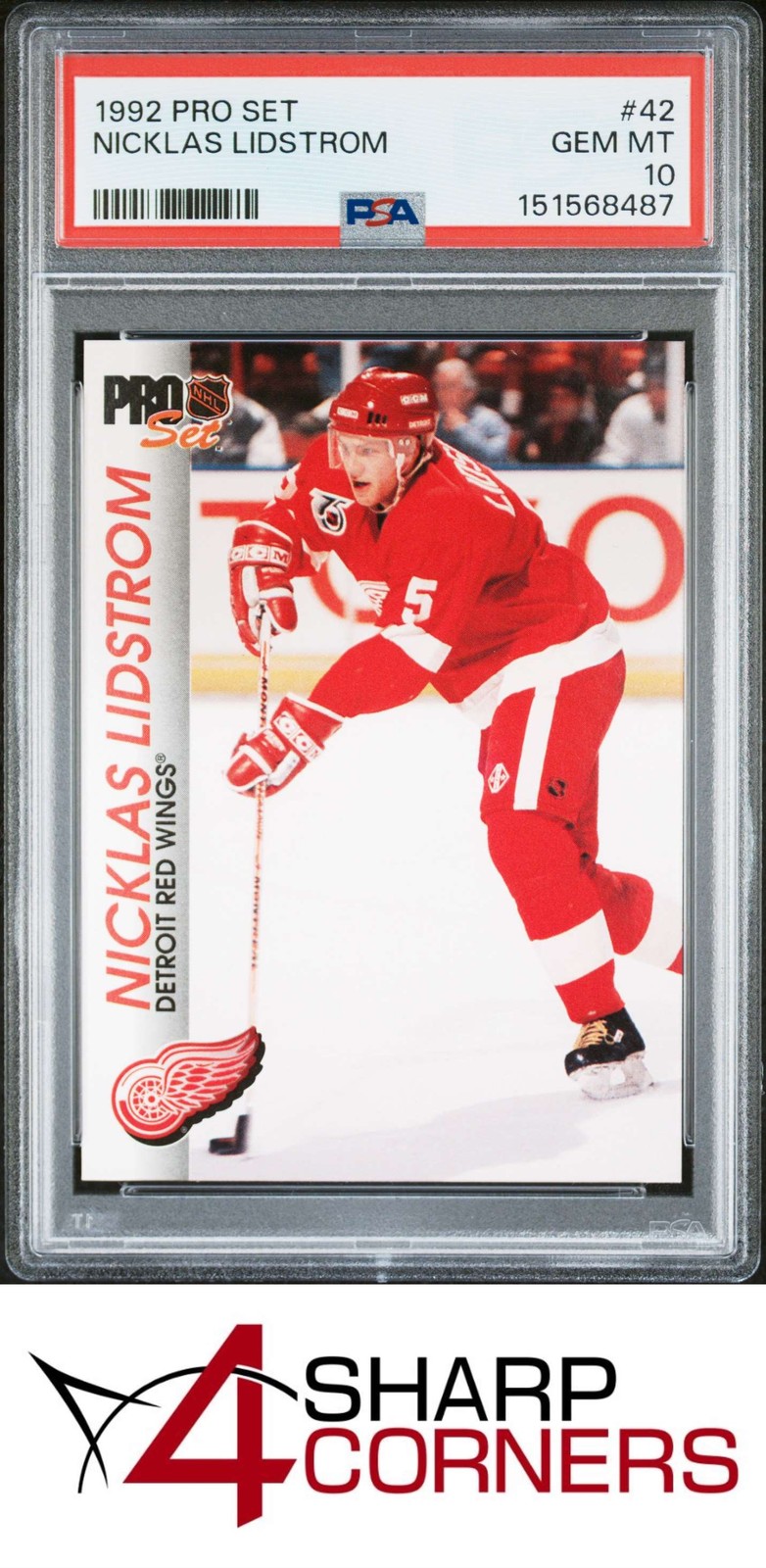 1992 PRO SET #42 NICKLAS LIDSTROM RED WINGS HOF PSA 10