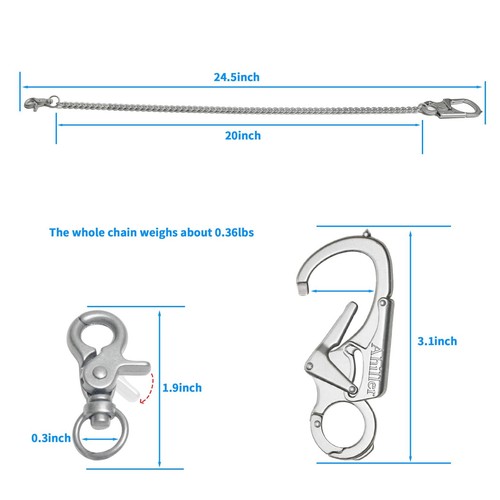 Wallet Chain for Men, Lockable Carabiner with Tungsten Steel Taper, Heavy Dut... - Picture 2 of 6