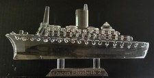 VINTAGE CUNARD LINE QE2 QUEEN ELIZABETH 2 CRYSTAL MODEL SHIP -PRISTINE CONDITION