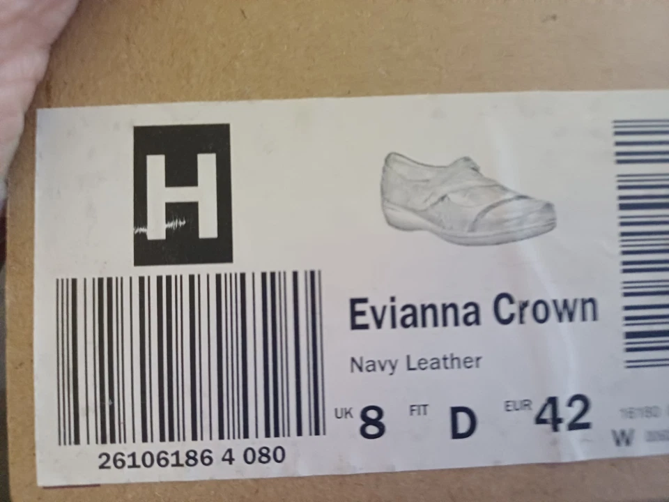 Clarks Evianna Crown Womens Navy Leather Mary Jane Hook & Loop UK 8 D EU42 - Image 3 of 3