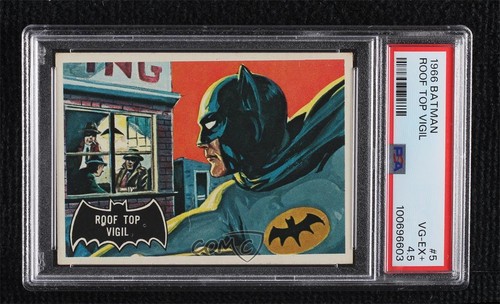 1966 Topps Batman Black Bat #5 Roof Top Vigil — PSA 4.5