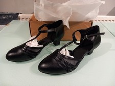 Asyusyu T Bar Dance Shoes Black 1920s Flapper Latin Salsa – UK 8