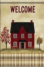 Primitive Home Fall Welcome Garden Flag Rustic Double Sided Burlap 12"x18"