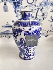 NWT Mikasa Home Accents Chinoiserie Vase 10"H x 6"W Blue & White Floral Elegant
