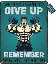 Fitness Gym Workout Motivation Tin Metal Signs Home D cor 8x12