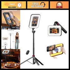 Portable Tripod with 15W Ring Light Phone Holder for Video Recording, Vlogging