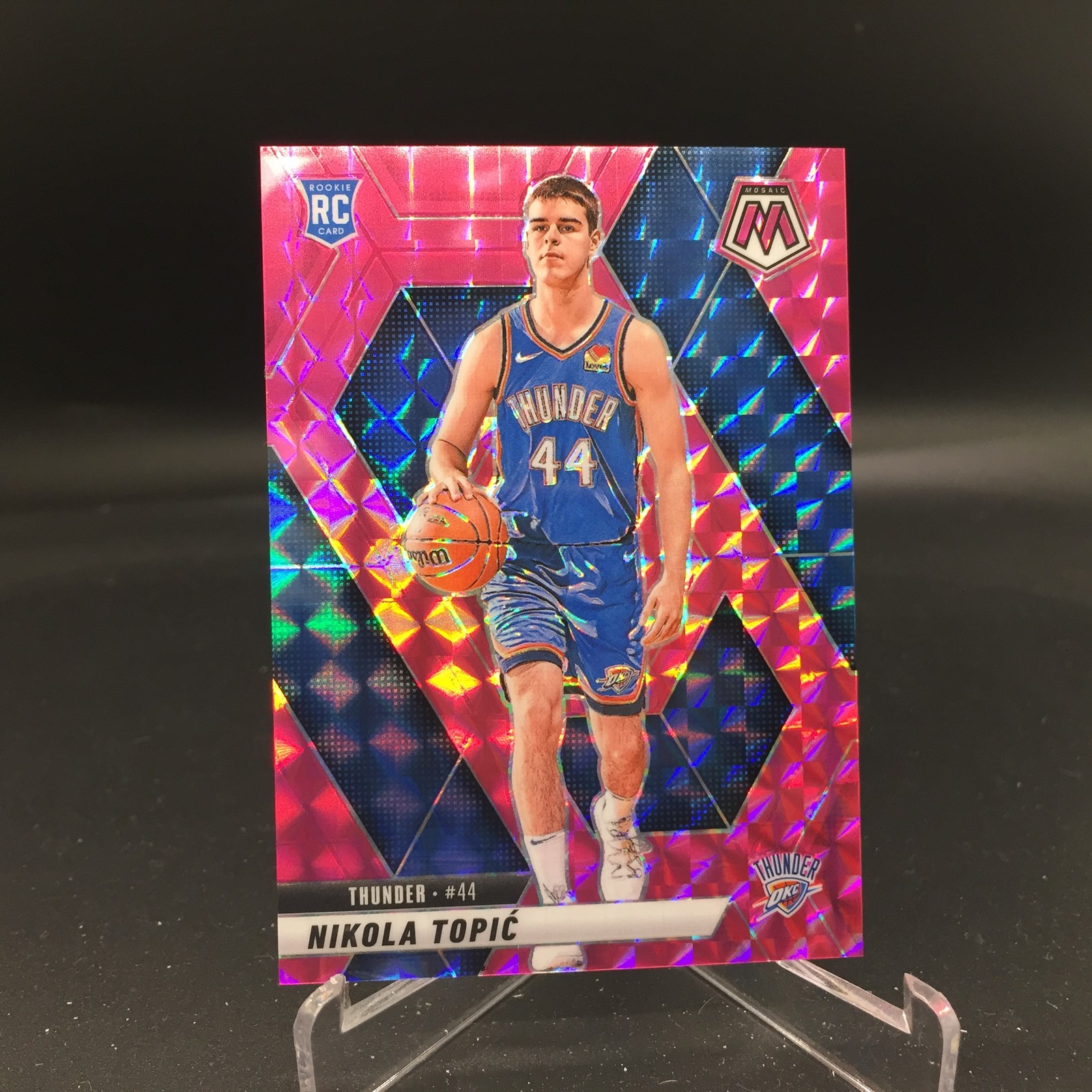 Nikola Topic 2024-25 Mosaic Pink Mosaic 242 #/175 Oklahoma City Thunder Rookie