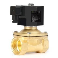 U.S. Solid Normally Closed Solenoid Valve 110V AC Brass 1-1/2 in