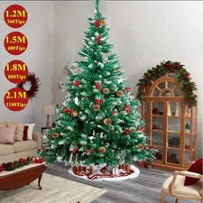 Perfect Holiday Christmas Tree w/ Snow Pine Cones, Red Berries, Metal Stand US