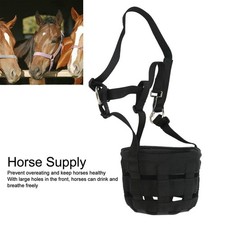 Black Horse Grazing Muzzle Easy Breathe Horse Mouth Cover with Large Holes Anti