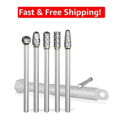 5-Pc Long Carbide Burr Set - Durable Grinding Tools with Storage for Efficiency
