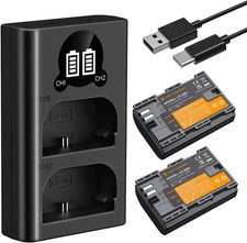 K F Concept 2400mAh LP-E6P Battery  Dual Slot USB Charger for Canon R6 Mark III