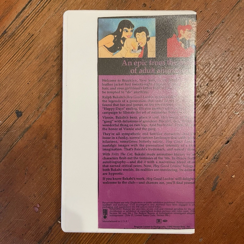 Hey Good Lookin' Ralph Bakshi VHS (1982) Ex-Video Store Warner Bros RARE OOP - Image 2 of 4