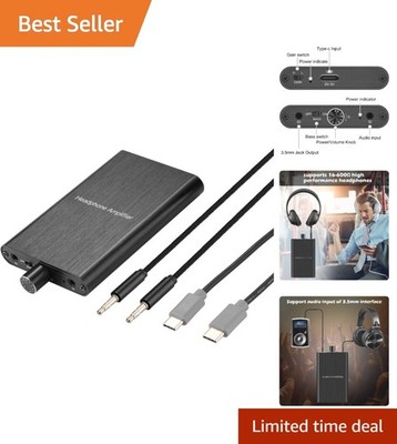 Rechargeable HiFi Headphone Amplifier - Bass Boost, Optimal for Gaming & Music