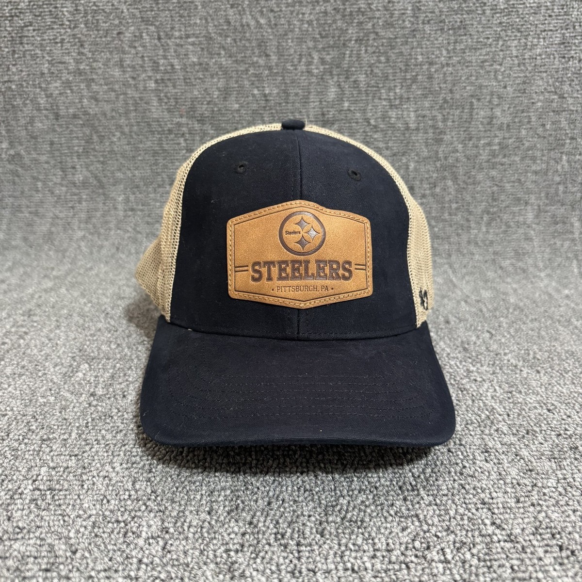 '47 Brand Steelers Trucker Strapback Black Tan OSFA NFL Hat