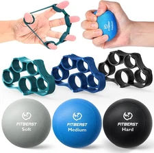 Fitbeast Grip Strength Trainer – 6 Pieces Hand Therapy Kit with Finger Extension