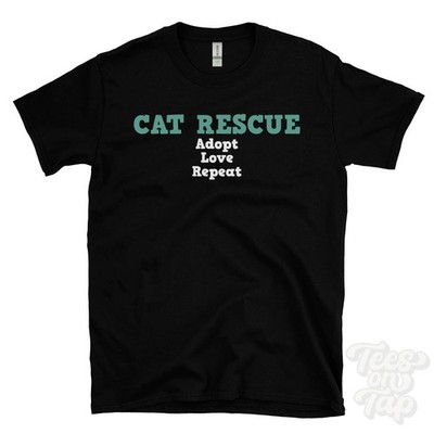 CAT RESCUE ADOPT LOVE REPEAT T-SHIRT Katzenadoption | Rettungskatze