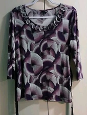 East 5th Top Blouse Womens M Purple Festival Boho Psychedelic Work Wear
