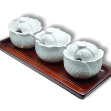 Mikasa Spring Countryside White Cabbage Covered Condiment Bowls KT611