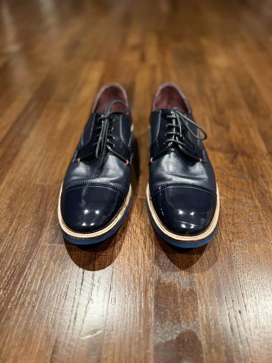 Ted Baker Braythe 2 Derby Shoes In Navy Blue Leather Bailey - Navy Hand Painted | Mens Derby Shoes | | Barker  main image 4