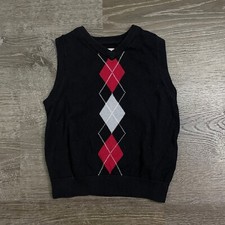 The Children's PLACE Boys Sweater Vest Argyle Black Red Size Fits like 3-6 mo