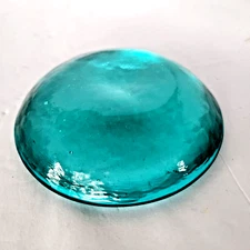 Fire & Light Recycled Glass Round Aqua Candle Holder/Paperweight