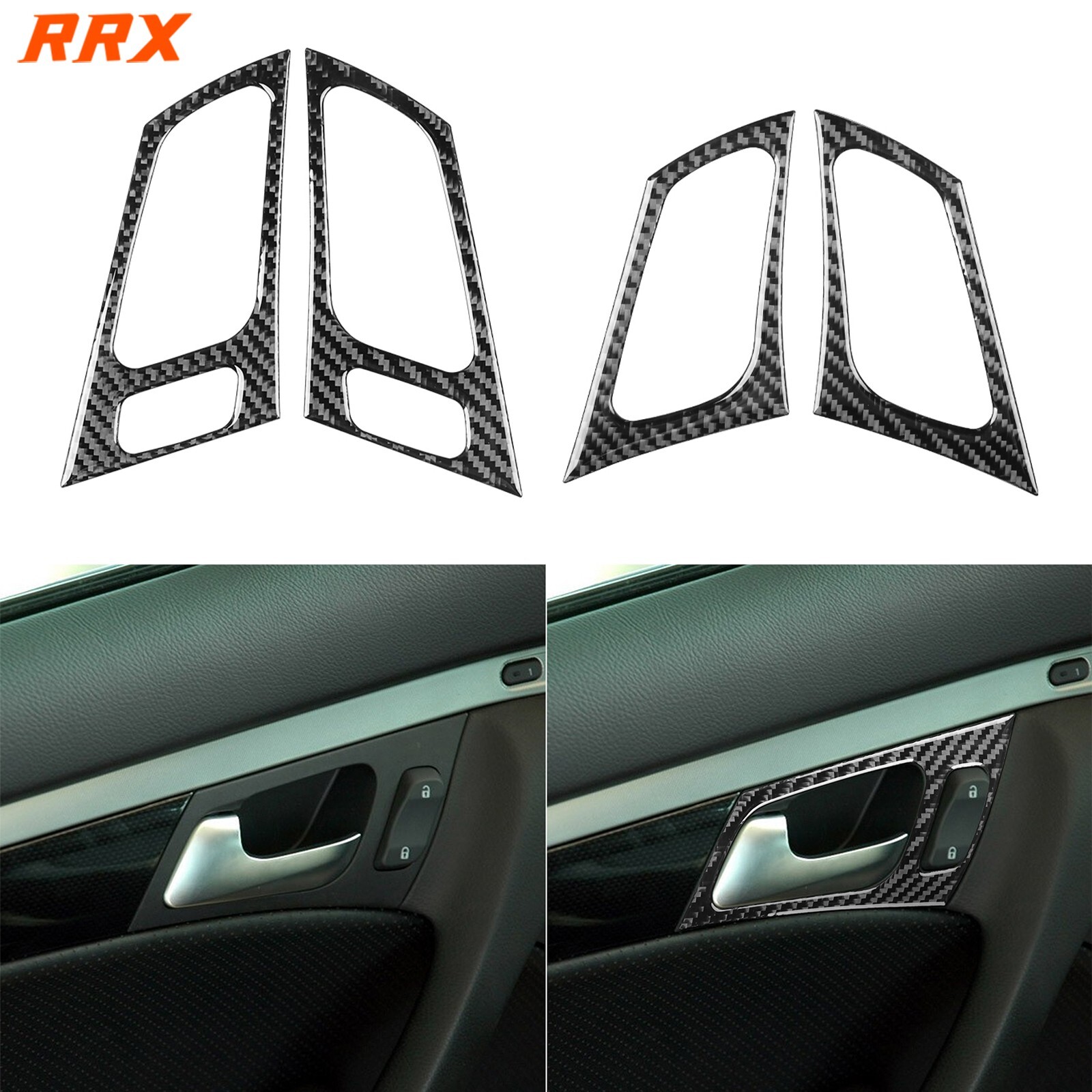 4Pcs Real Carbon Fiber Interior Door Handle Cover Trim For Acura TL 2004-2008