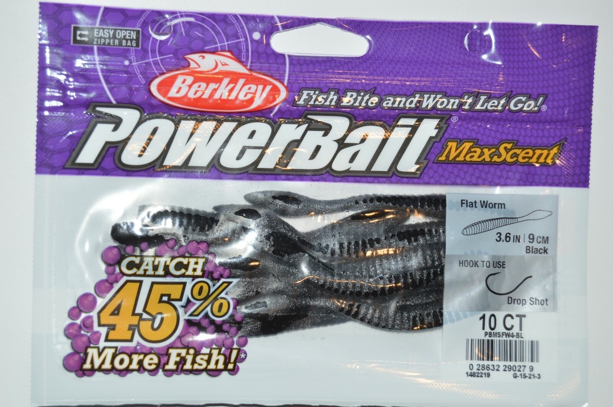 berkley powerbait maxscent flat worm black drop shot