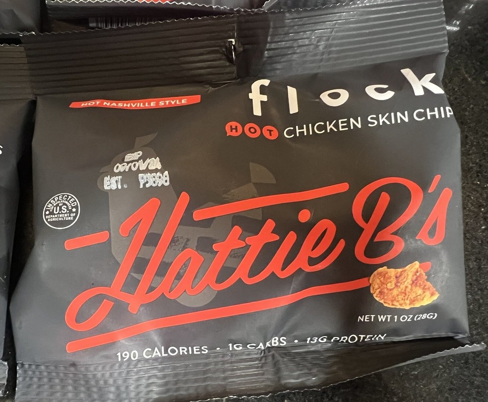 6 Pack Flock Hot Nashville Keto Chicken Skin Chips Hattie Bs Low Carb