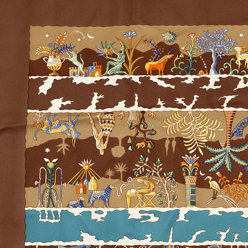 Hermes Scarf RIVES FERTILES 90cm Silk Carre Foulard CHRISTINE HENRY - Picture 6 of 9