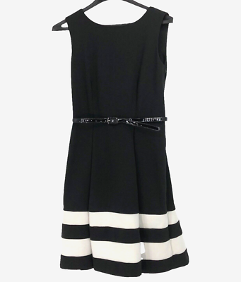 navy blue dress for baby girl Calvin Klein women's black linen blend a-line belted sleeveless dress main image 1