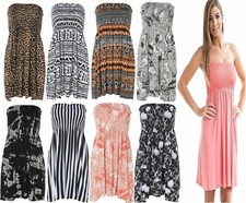 Womens Printed Boob Tube Stretch Top Ladies Bandeau Sheering Top Plus Size 8-22