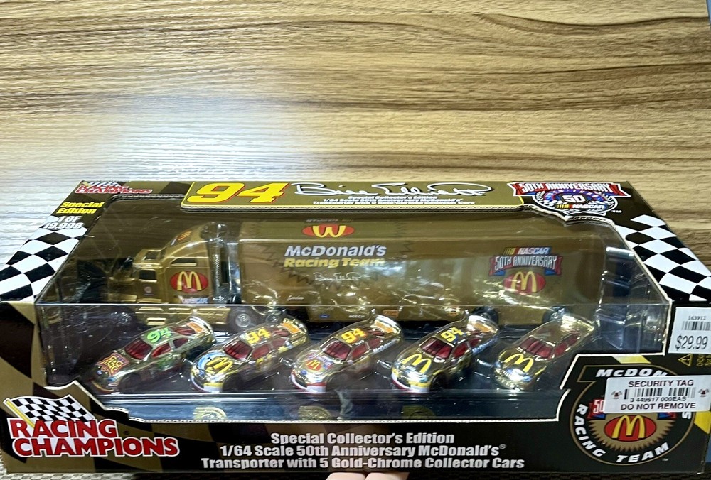 Racing Champions Bill Elliott #94 McDonald’s Transporter + 5 Gold Chrome Cars
