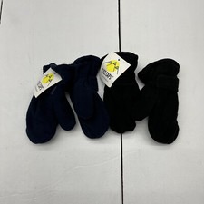 N'Ice Caps 2 Pk Blue/ Black Easy-On Sherpa Lined Fleece Mittens Kids OS NEW