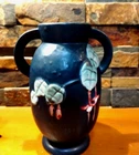 Roseville 892 6 blue flowers vase double handled