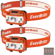 EverBrite 2 Pack Headlamp Battery Powered Memory Function Red Light with 5 Modes