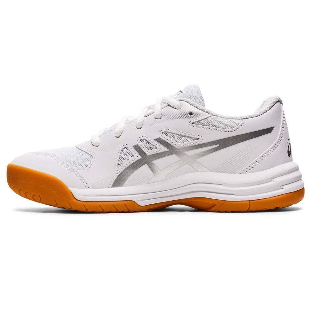 Asics Gel Upcourt 5 GS Junior Indoor Court Shoe (White/Silver) Badminton  Squash | eBay